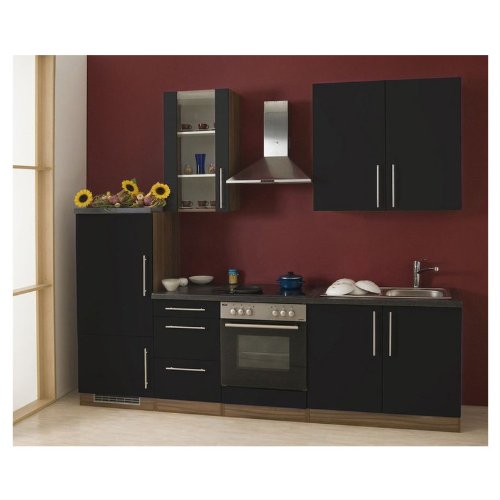 Küche 270 cm Leerblock Grau Hochglanz Einbauküche 