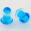 Pair of Glass Single Flared Solid Plugs: 12g Ocean