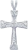 14K White Gold Diamond Cross Pendant Charm Jewelry