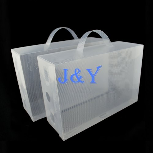 J&Y 10pcs Clear plastic shoe boxes foldable storage box for ladies woman storage - flip open