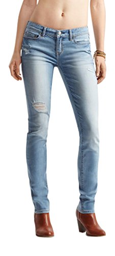 Aeropostale Women's Light Wash Destroyed Skinny Jean