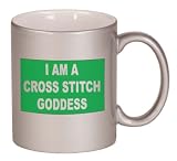I AM A CROSS STITCH GODDESS Coffee Mug Metallic Silver 11 oz