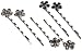 Jewelry Designer Decorated Bobby Pins 6-Pack: Studded Flower/Silver/Black