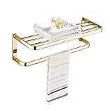 Rozin 台所 浴室用 タオル ラック 二段階 メッキ 現代のスタイル タオル ホルダー 棚 タオル掛け