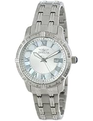 Invicta Womens 14993 Angel Silver Textured Dial with White Oyster Border Diamond Accented Stainless Steel Watch