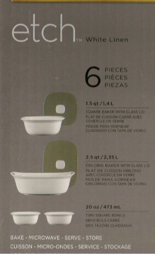 CorningWare 6 Pieces Etch White Linen