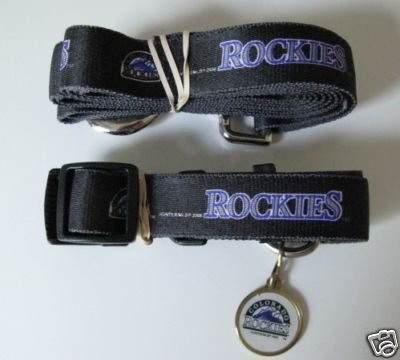 Colorado Rockies Dog Pet Set Leash Collar ID Tag XS