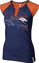 Denver Broncos Women's Navy High Pitch Split Neck Top
