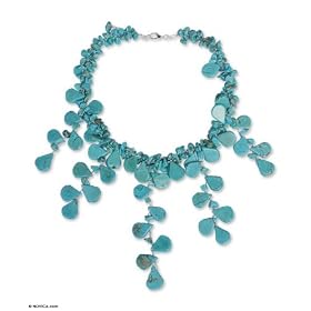 Necklace, 'Falling Rain' 1" W 18.5" L
