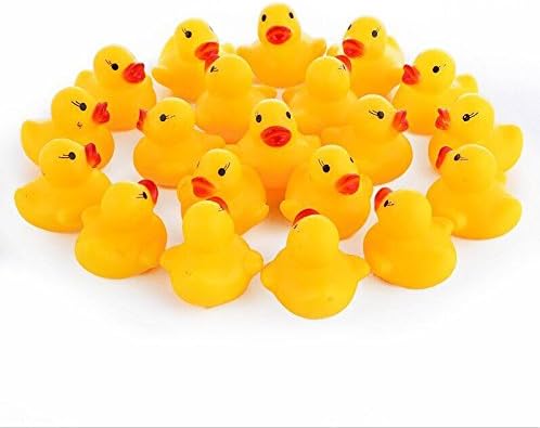 Wed2BB Pack of 20 Rubber Floating Yellow Ducks Bath Toys for Baby Bathtime