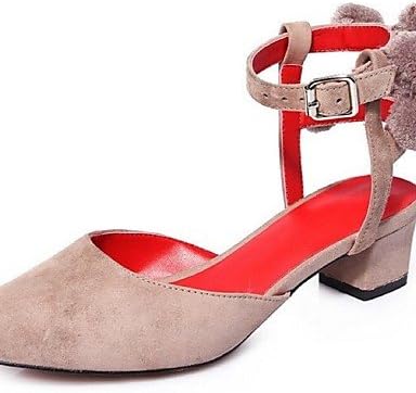 Women's Shoes Leather Chunky Heel Pom-pom Sandals Outdoor / Casual Black / Burgundy / Almond , burgundy-us5 / eu35 / uk3 / cn34 , burgundy-us5 / eu35 / uk3 / cn34