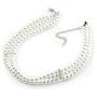 3 Strand White Glass Pearl Fashion Choker (6mm)