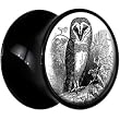20mm Black Acrylic Black And White Owl Saddle Plug