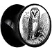20mm Black Acrylic Black And White Owl Saddle Plug