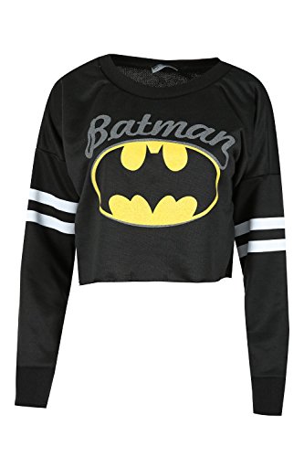 Oops Outlet Women's Sports Stripe Long Sleeve Crop Top Oversize Baggy Sweatshirt