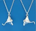 Sting Ray Sterling Silver Charm Chain Pendant Necklace Ocean Theme Jewelry