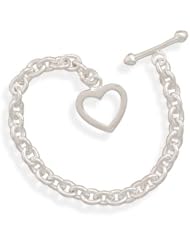 7" Oval Link Heart Toggle Bracelet