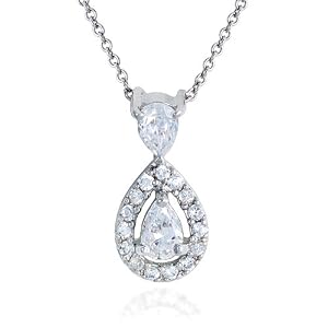Sterling Silver Cubic Zirconia Pear-Shaped Pendant by Ch