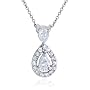 Sterling Silver Cubic Zirconia Pear-Shaped Pendant by Cheline, 18"
