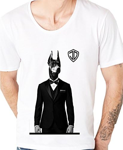 Just Daddy Men's Vita Da Cane Wide Neck T-Shirt Small White
