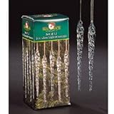 12 PC TWISTED CLEAR GLASS ICICLE ORNAMENTS - TWISTED CLEAR GLASS ICICLE ORNAMENTS