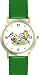 Girl Soccer Players Soccer or Fussball Theme - WATCHBUDDY&reg; DELUXE TWO-TONE THEME WATCH - Arabic Numbers - Green Leather Strap-Children's Size-Small ( Boy's Size & Girl's Size )