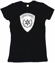 Israel Police Badge Logo Women's Babydoll Petite Fit Tee Shirt in 6 Colors Small thru XL