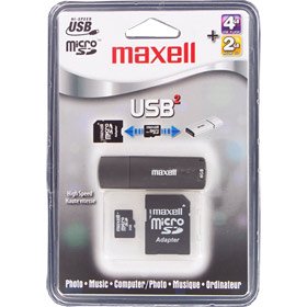 Maxell 4GB USB 2.0 Flash Drive with 2GB Micro SD Card & Reader