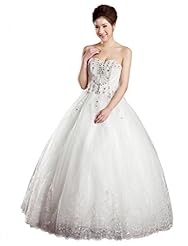 Plus Size Sleeveless Floor Length Tulle Crystal Beaded Backless Lace-Up Applique  Sweetheart  Ball Gown Wedding Dress 
