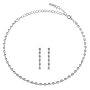 Silver Tone Bridesmaid Rhinestone 1-Row Choker Necklace Earrings Set - Ideal Gift For Mother, For Her, Birthday, Anniversary, Bridal, Wedding, Engagement