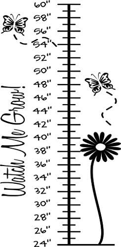 Small Wine sticker Flower With Butterfly Growth Chart-Kids Bed Room-Picture Art-Peel; Stick Vinyl Wall Sticker Size: 22X38 Inches