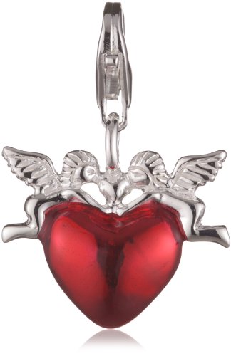 Vinani Damen-Charm Herz rot emailliert zwei Engel 925 Sterlingsilber HHZE Preisvergleich