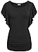 Bepei Shirts, Women's Short Batwing Pleated Sleeves Scoop Neck Tunic Tops