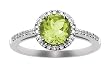 10k White Gold, August Birthstone, Peridot and Diamond Ring
