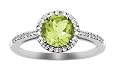 10k White Gold, August Birthstone, Peridot and Diamond Ring