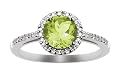 10k White Gold, August Birthstone, Peridot and Diamond Ring