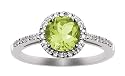 10k White Gold, August Birthstone, Peridot and Diamond Ring