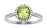 10k White Gold, August Birthstone, Peridot and Diamond Ring