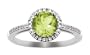 10k White Gold, August Birthstone, Peridot and Diamond Ring, Size 9