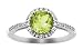 10k White Gold, August Birthstone, Peridot and Diamond Ring, Size 8