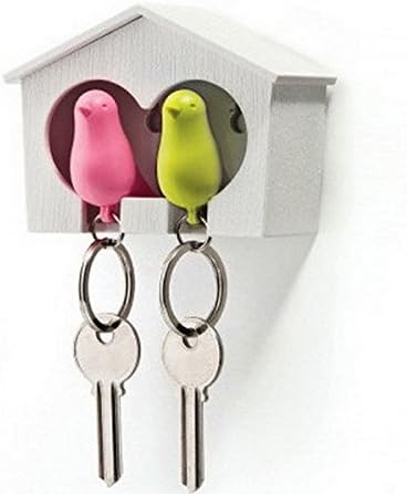 Novelty Couple Lover Sparrow Birdhouse Keychain Key Ring Keyfob Walk Hook Holder
