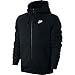 Nike Men's AW77 Fleece Full Zip Hoodie, Dark Grey Heather/White, Large