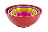 Zak Designs Colorways 5-Piece Mixing Bowl Set, Assorted Red