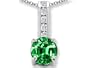 1.35 cttw 14k White Gold Plated Silver Created Emerald and Genuine White Topaz Pendant