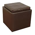 Storage Ottoman with Tray - Brown