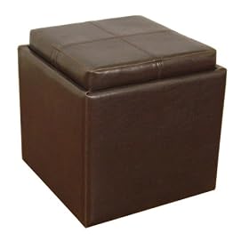 Storage Ottoman with Tray - Brown