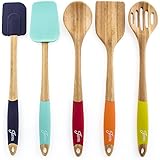 Fiesta 5-Piece Bamboo and Silicone Utensil Set
