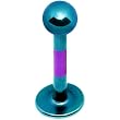 16 Gauge Teal Purple Striped Titanium Tragus Labret Monroe
