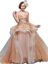   Applique Fitted  Ball Gown  Dress With Ruffles