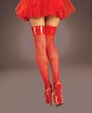 RED FISHNET HOLD UP STOCKINGS PVC TOPS